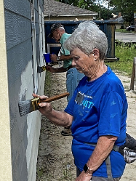 Lynn Hitcock helping out at Habitat for Humanity site